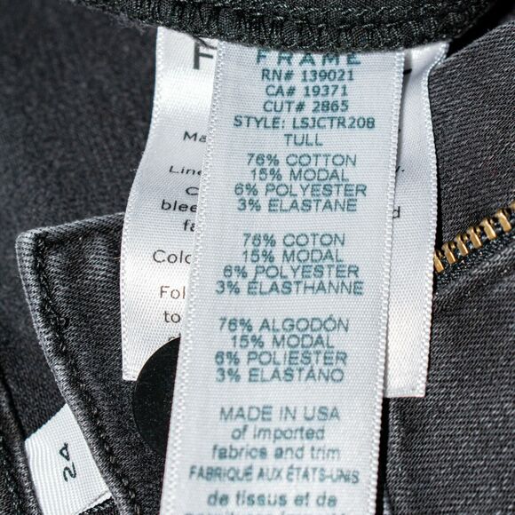 FRAME Denim Women's 24 Le Skinny De Jeanne Jeans Crop Triangle Raw hem Tull Gray - Picture 9 of 13